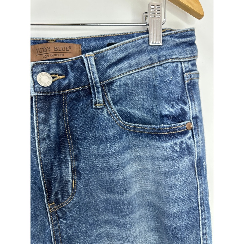 Judy Blue Wide Leg High Waist Rigid Magic Destroy Hem Crop Denim Jeans 7 / 28 - Picture 5 of 16